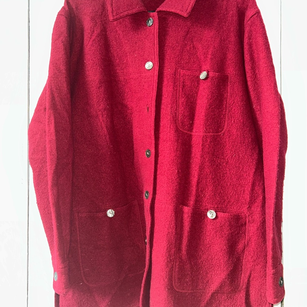 Herman Geist 100% Wool Mid-Length Red Jacket Women’s Size M